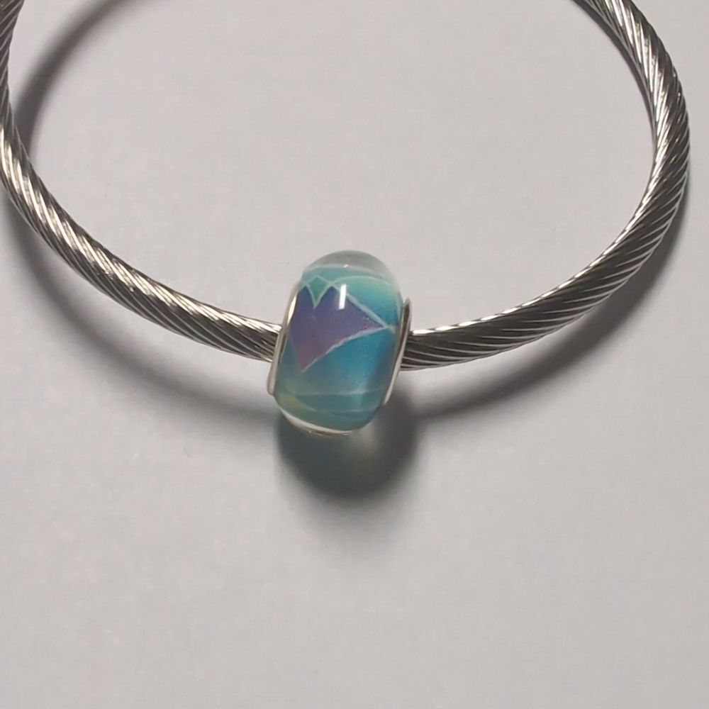 Clear with Blue Artistic Background‎ Charm for Pandora Style Bracelet
